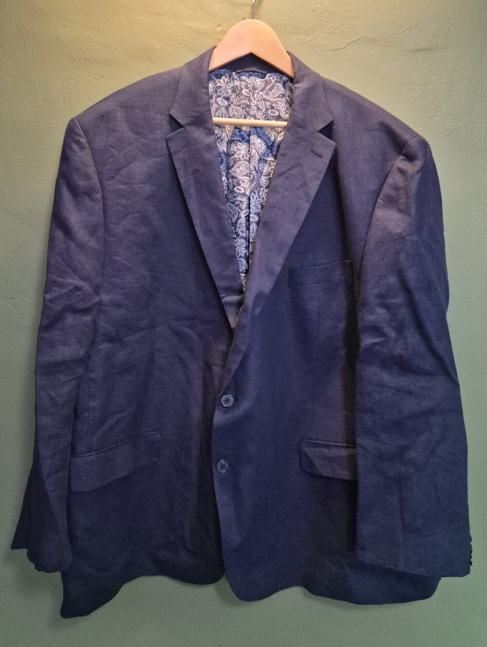 Ralph Lauren Purple Label Men’s Navy 100% Linen Sport Coat Blazer Paisley Lining